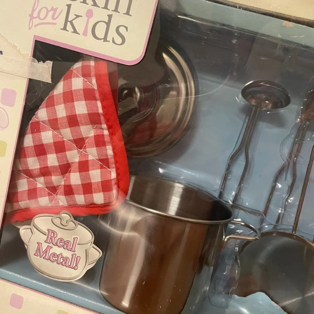 Vintage Kitchen Set Cookin For Kids Real Metal Pot Vintage Toys Doll Accessories